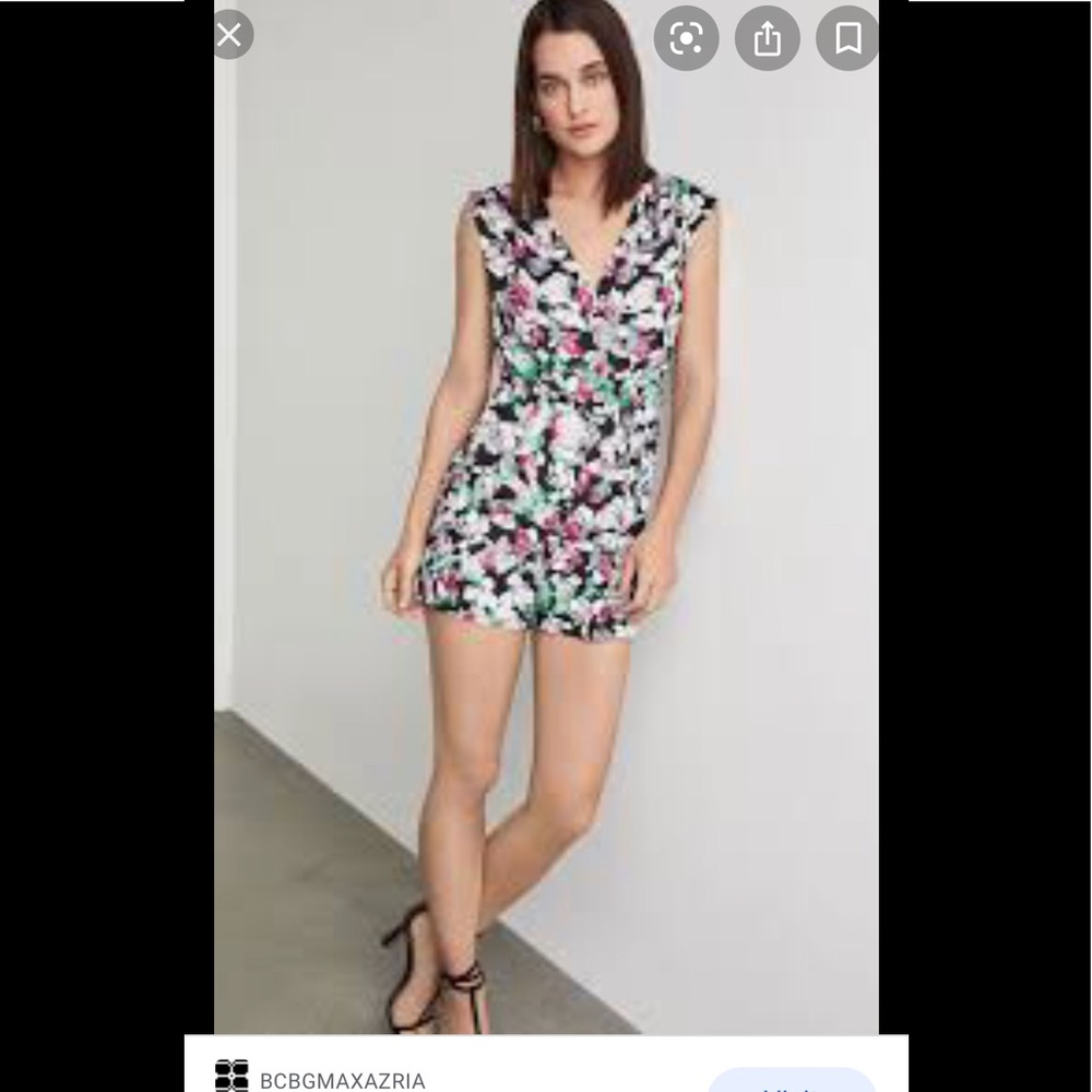 BCBGMaxAzria surplice floral romper